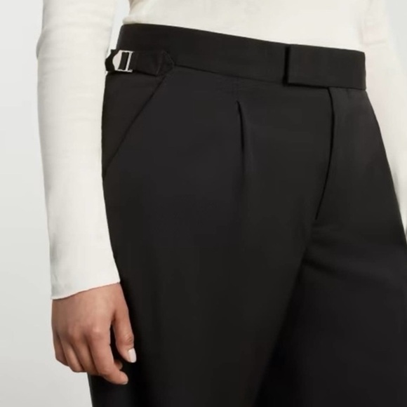 NEW  Everlane The ’80s Italian Wool Wide Leg Pants in Black Side Buckles Size 2 - Picture 3 of 11